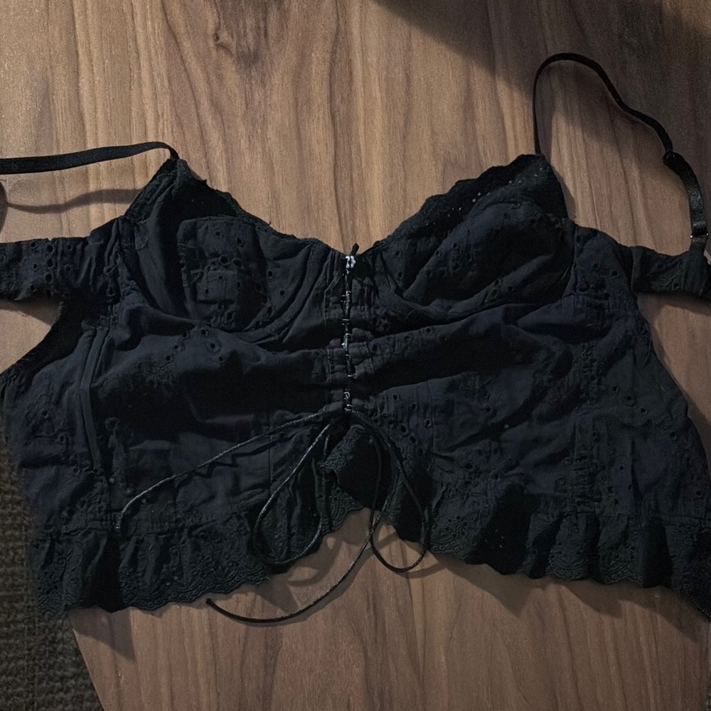 Black Eyelet Crop Top